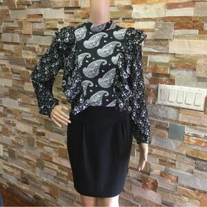 TED BAKER Paisley Frill ruffle High neck Blouse